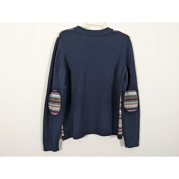 Orvis long sleeve blue with multi colored stripes and shoulder pads women sz L - Picture 2 of 9